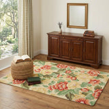 4' X 6' Red and Cream Floral Hand Carved Handmade Area Rug