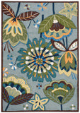 3' X 4' Blue Floral Hand Carved Handmade Area Rug