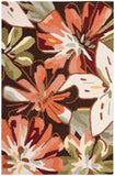 3' X 4' Tan and Dark Brown Floral Hand Carved Handmade Area Rug