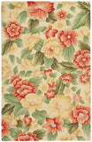 3' X 4' Red and Cream Botanical Leaves Hand Carved Handmade Area Rug
