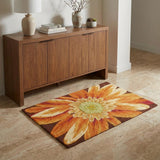 3' X 4' Brown Orange and Yellow Floral Hand Carved Handmade Area Rug