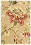 2' X 3' Beige and Red Floral Hand Carved Handmade Area Rug