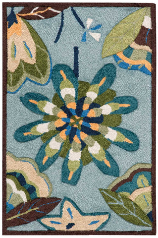 2' X 3' Blue Floral Hand Carved Handmade Area Rug