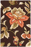 2' X 3' Brown and Orange Floral Hand Carved Handmade Area Rug
