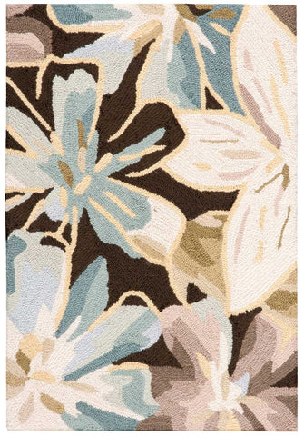 2' X 3' Ivory Brown and Gray Floral Hand Carved Handmade Area Rug