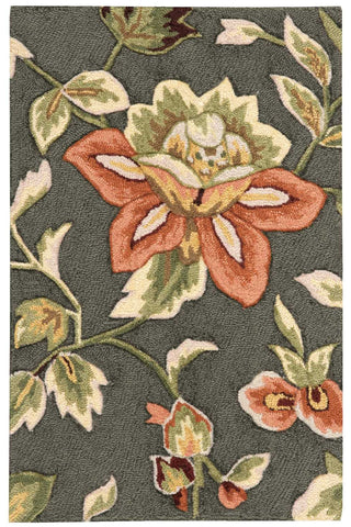 2' X 3' Gray and Cream Floral Hand Carved Handmade Area Rug