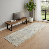 7' Beige Gray And Light Taupe Abstract Distressed Runner Rug