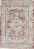 5' X 8' Ivory Red And Brown Floral Distressed Area Rug