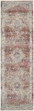6' Ivory Red And Brown Floral Distressed Runner Rug