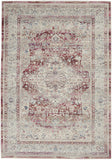 4' X 6' Ivory Red And Brown Floral Distressed Area Rug