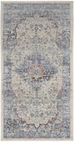 2' X 4' Ivory Blue And Orange Floral Distressed Area Rug