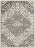4' X 6' Ivory and Gray Floral Non Skid Area Rug