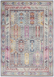 5' X 8' Ivory Gray And Red Floral Distressed Area Rug