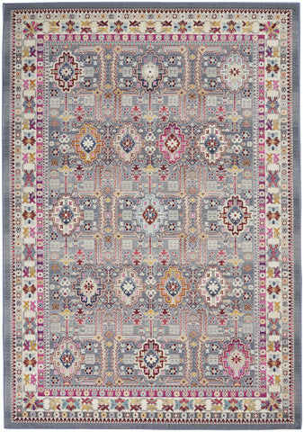 4' X 6' Ivory Pink And Gray Floral Distressed Area Rug