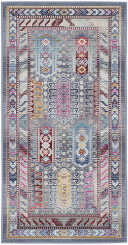2' X 4' Ivory Gray And Red Floral Distressed Area Rug