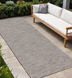 8' Gray And Light Gray Geometric Indoor Outdoor Runner Rug
