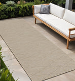 8' Natural And Light Brown Geometric Indoor Outdoor Runner Rug