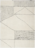 4' X 6' Ivory and Black Abstract Geometric Area Rug