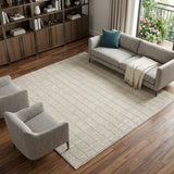 8' X 10' Ivory and Gray Geometric Area Rug