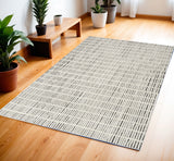 4' X 6' Ivory and Black Geometric Area Rug