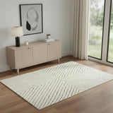 4' X 6' Ivory And Black Geometric Area Rug