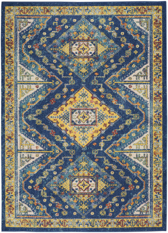 4' X 6' Blue And Yellow Oriental Area Rug