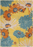 4' X 6' Yellow Floral Power Loom Area Rug