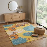 4' X 6' Yellow Floral Power Loom Area Rug