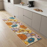 8' Cream Floral Runner Rug