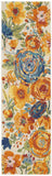 8' Cream Floral Runner Rug