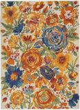 4' X 6' Cream Floral Power Loom Area Rug