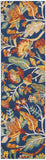 8' Orange Red And Blue Floral Runner Rug