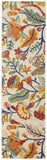 8' Orange Cream And Green Floral Runner Rug