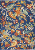 4' X 6' Orange Red And Blue Floral Area Rug