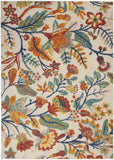 4' X 6' Orange Cream And Green Floral Area Rug