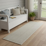 6' Ivory And Brown Abstract Runner Rug