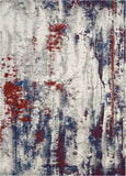 4' X 6' Ivory Red and Blue Abstract Area Rug