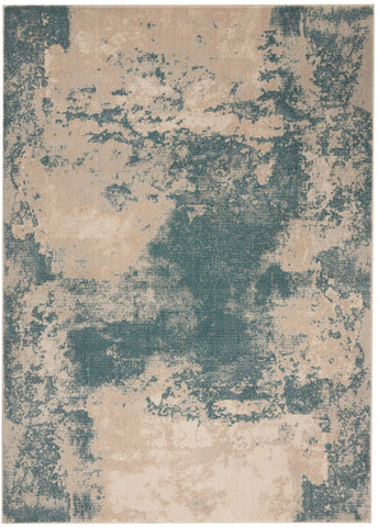 4' X 6' Ivory and Teal Blue Abstract Area Rug