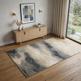 4' X 6' Gray Black and Beige Abstract Area Rug