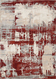 4' X 6' Ivory Red and Gray Abstract Area Rug
