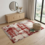 4' X 6' Ivory Red and Gray Abstract Area Rug
