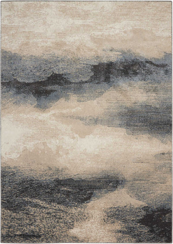 2' X 4' Gray Black and Beige Abstract Area Rug