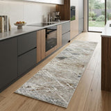 8' Ivory Black and Gray Abstract Non Skid Runner Rug