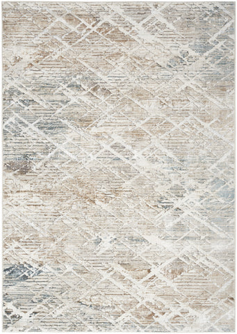 4' X 6' Ivory Black and Gray Abstract Non Skid Area Rug