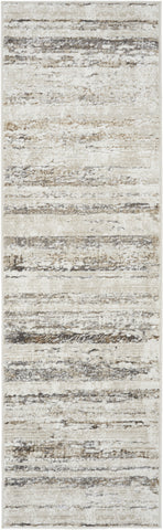 8' Cream and Gray Abstract Non Skid Runner Rug