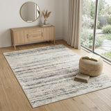 4' X 6' Cream and Gray Abstract Non Skid Area Rug