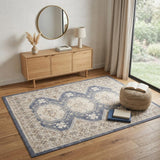 4' X 6' Ivory Silver and Gray Abstract Non Skid Area Rug