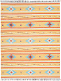 8' X 10' Yellow and Orange Southwestern Handmade Area Rug With Fringe