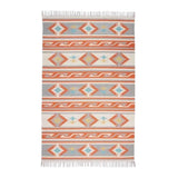 4' X 6' Orange Southwestern Handmade Area Rug With Fringe