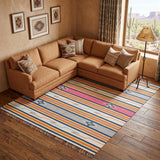 8' X 10' Ivory Southwestern Handmade Area Rug With Fringe